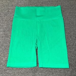 Love & Sports Seamless Biker Shorts Womens Large 12-14 Green Stretch 6" Inseam